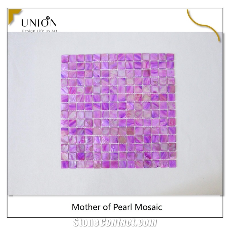 Dyed Purple Color Square Pattern Shell Mosaic Tiles Meshed
