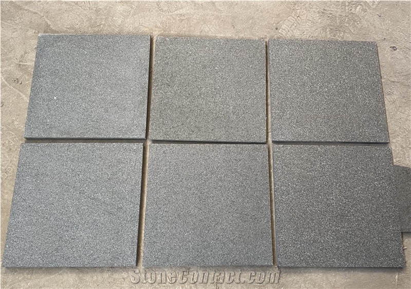 Flamed Absolute Black Granite Tile Shanxi Black Granite Slab