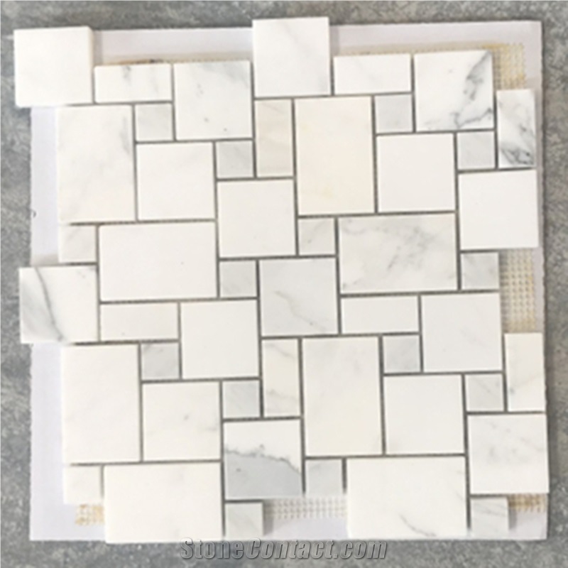 Calacatta Gold Marble Mini Versailles Mosaic Tile