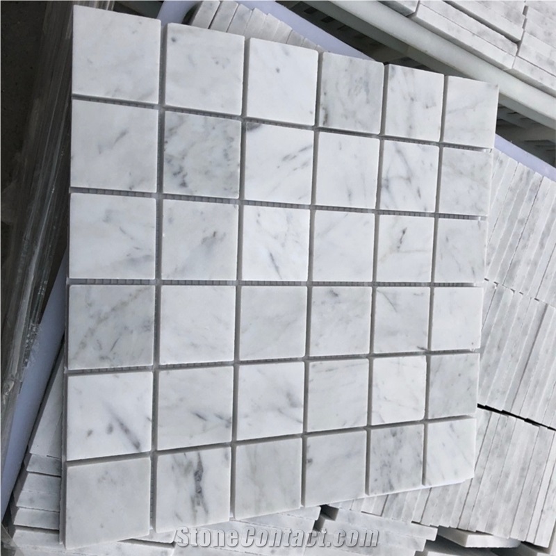Carrara White Marble 2" Square Mosaic Tile