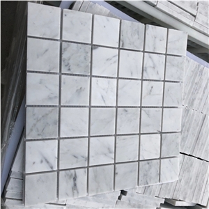 Carrara White Marble 2" Square Mosaic Tile