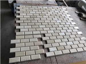 Crema Marfil Marble Deep-Bevel Brick Mosaic Tile