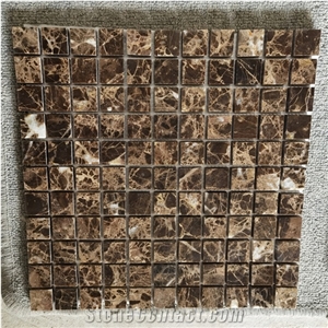 Dark Emperador Marble 1"X1" Square Mosaic Tile Dark Emperador Marble 1"X1" Square Mosaic Tile