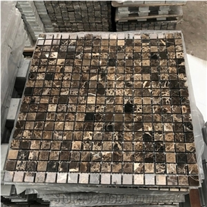 Dark Emperador Marble 1"X1" Square Mosaic Tile