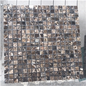 Dark Emperador Marble 1"X1" Square Mosaic Tile
