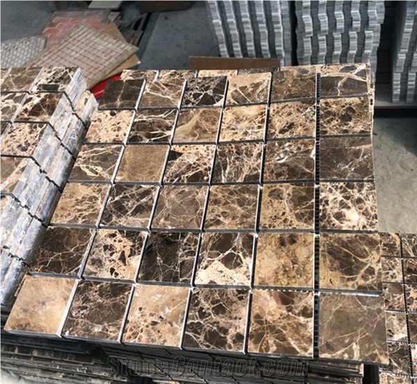 Dark Emperador Marble 2"X2" Square Mosaic Tile