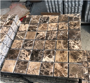 Dark Emperador Marble 2"X2" Square Mosaic Tile Dark Emperador Marble 2"X2" Square Mosaic Tile