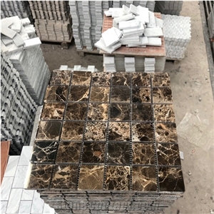 Dark Emperador Marble 2"X2" Square Mosaic Tile