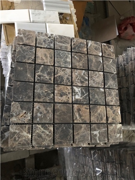 Dark Emperador Marble 2"X2" Square Mosaic Tile