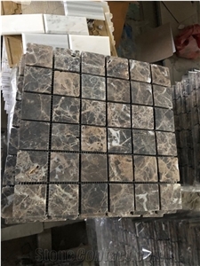 Dark Emperador Marble 2"X2" Square Mosaic Tile