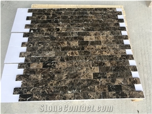 Dark Emperador Marble 2"X4" Brick Mosaic Tile