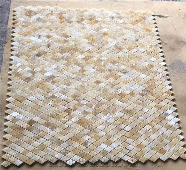 Honey Onyx Marble Diamond Shape Mosaic Tile