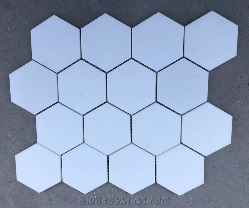Thassos White Marble 3 Inch Hexagon Mosaic Tile