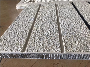 Bush-Hammered Limestone Backed Honeycomb Panel