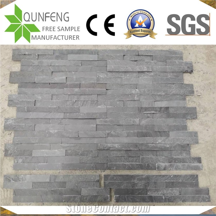 China 10X36CM Black Slate Wall Panel Rockface Cladding