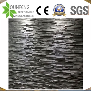 China Stacked Stone Wall Cladding Black Slate Ledger