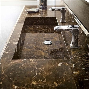Dark Emperador Marble Slabs Vanity Top
