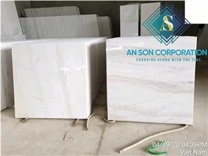 White Wooden Brown Vein Marble Tile