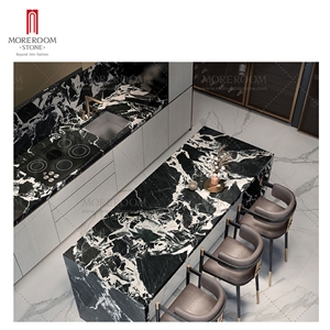 1600*3200*6Mm Black Marble Look Large Format Sintered Stone Countertop