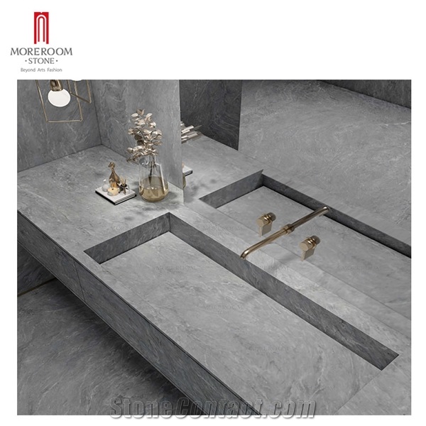 6Mm Grey Color Large Format Porcelain Bathroom Countertop
