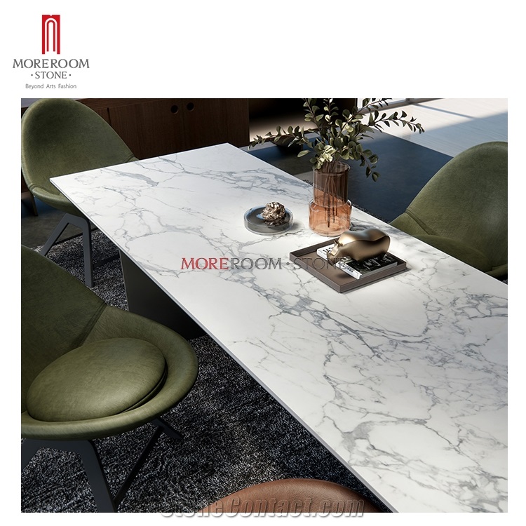 6Mm White Marble Look Sintered Stone Tile Dining Table