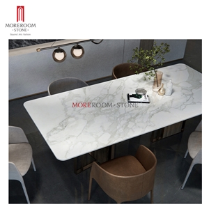 6Mm White Marble Look Sintered Stone Tile Dining Table