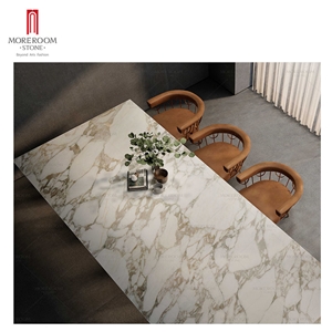 6Mm White Marble Look Sintered Stone Tile Dining Table