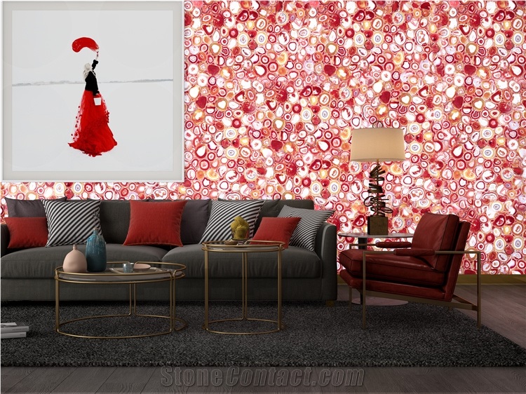 Agate Red Marble Slab,High Glossy Agate Decorate Wall Tile