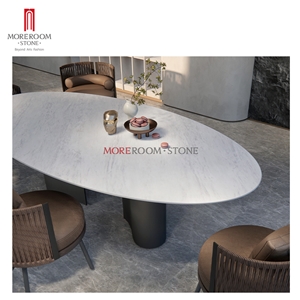 Ariston White Marble Look Tile Dining Table Countertop