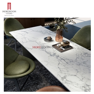 Ariston White Marble Look Tile Dining Table Countertop
