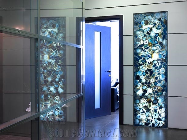 Backlit Blue Agate Translucent Blue Semi Precious Stone