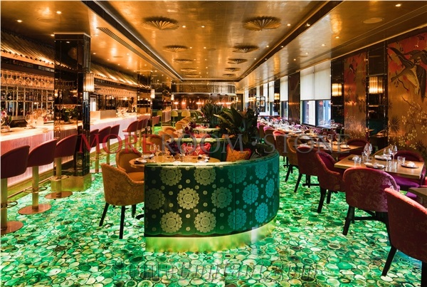 Natural Luxury Translucent Agate Stone Green Agate Floor