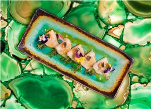 Natural Luxury Translucent Agate Stone Green Agate Floor