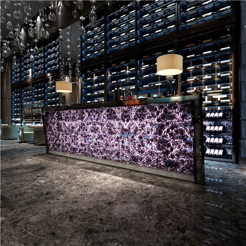 Purple Semi Precious Stone Violet Translucent Agate Slab