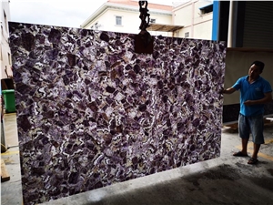 Purple Semi Precious Stone Violet Translucent Agate Slab