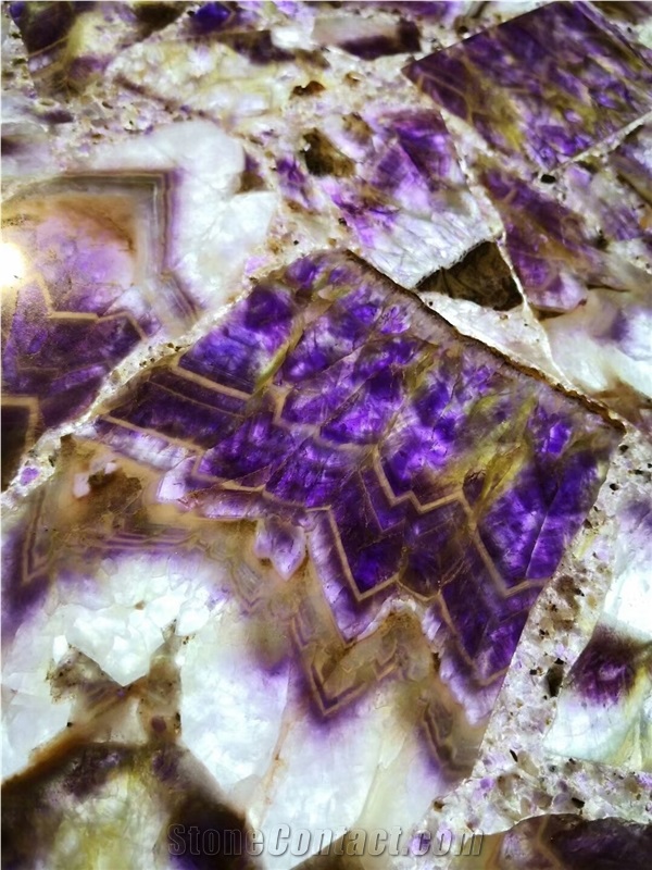 Purple Semi Precious Stone Violet Translucent Agate Slab