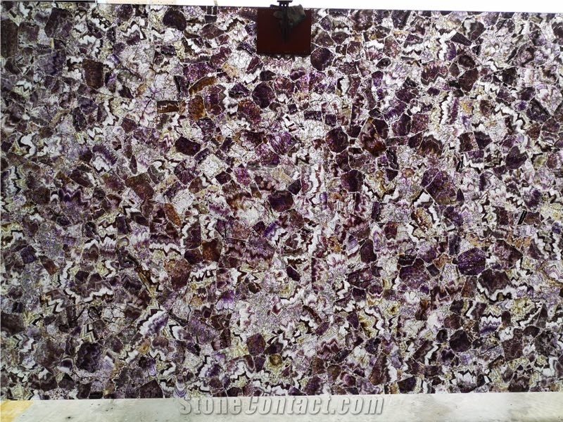 Purple Semi Precious Stone Violet Translucent Agate Slab