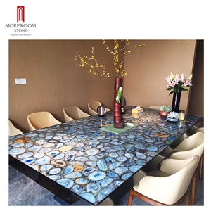 Semiprecious Stone Blue Agate Table Tops
