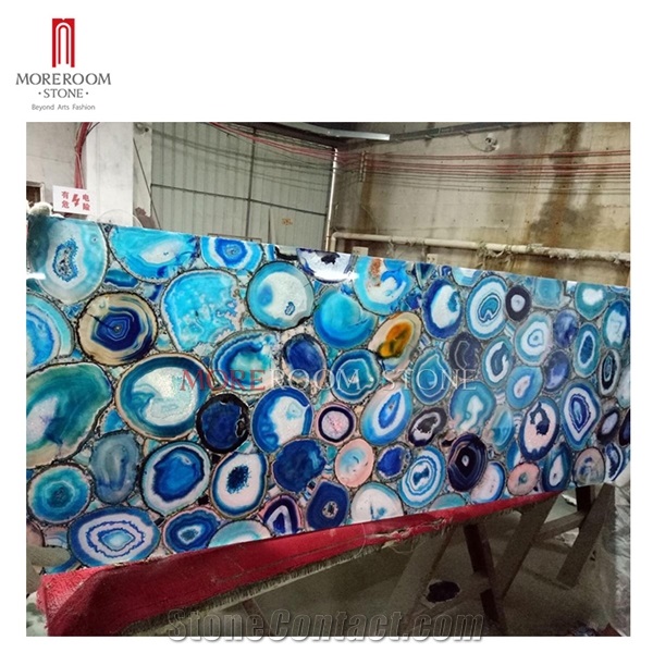 Semiprecious Stone Blue Agate Table Tops