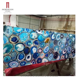 Semiprecious Stone Blue Agate Table Tops
