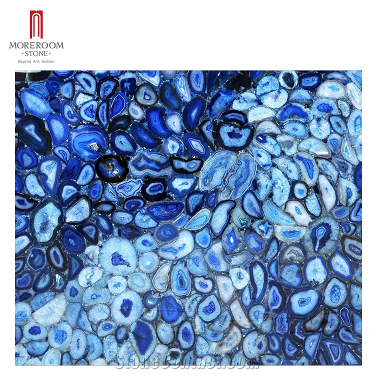 Translucent Bar Design Semi Precious Blue Agate Tiles