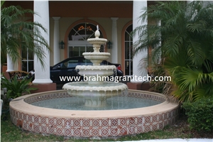 White Marble 4 Pegasus Carving Water Fountain