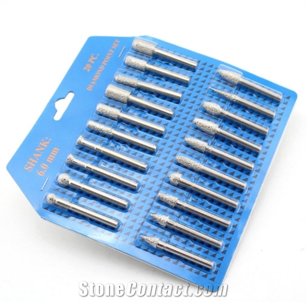 Vacuum Brazed Diamond Burr Set With 6Mm Shank