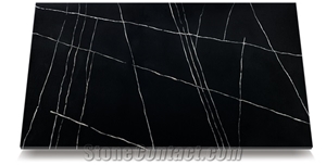 Black With White Pattern Quartz Slabs