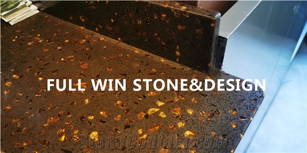 Brown Color Galaxy Quartz Coffee Table Top