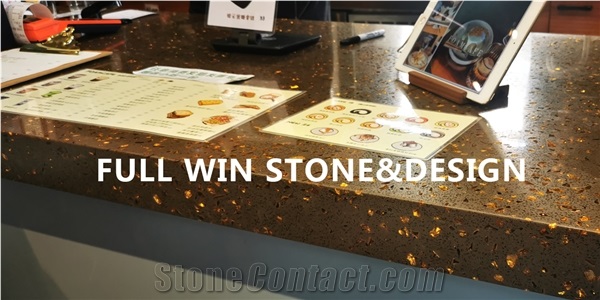 Brown Color Galaxy Quartz Coffee Table Top