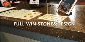 Brown Color Galaxy Quartz Coffee Table Top