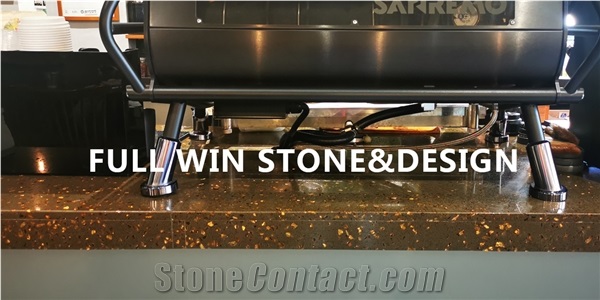 Brown Color Galaxy Quartz Coffee Table Top