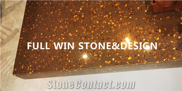 Brown Color Galaxy Quartz Coffee Table Top