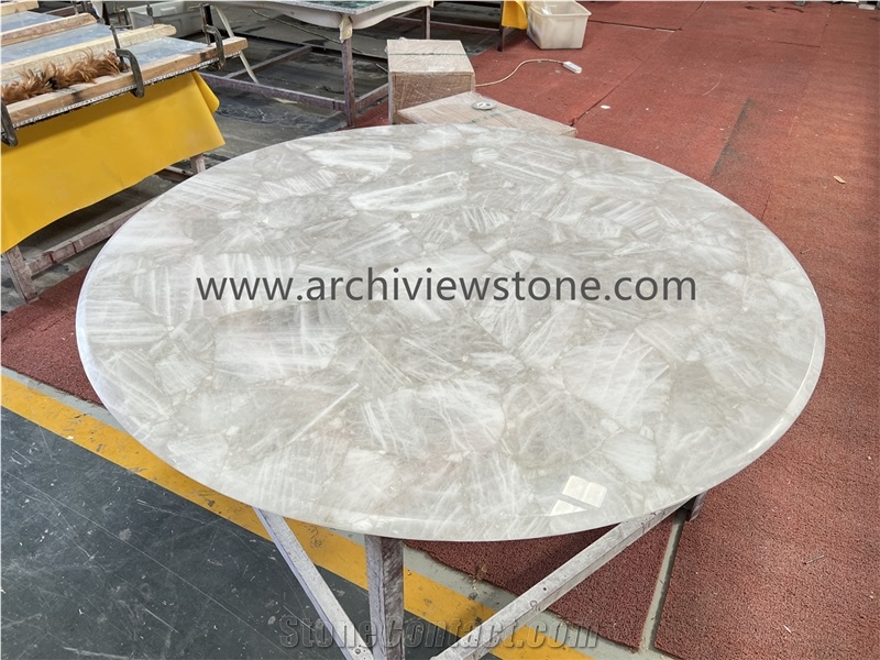 Backlit White Crystal Luxury Stone Table Top